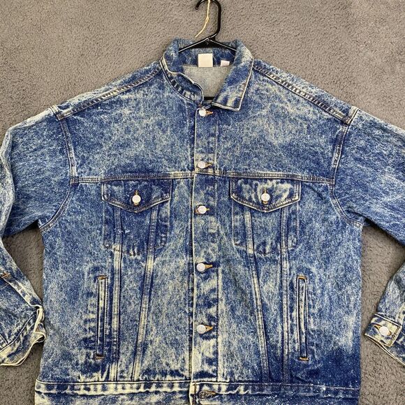 Tyca Embossed Denim Acid Wash Trucker Jacket Eagle Made in USA Size Large - Picture 4 of 13